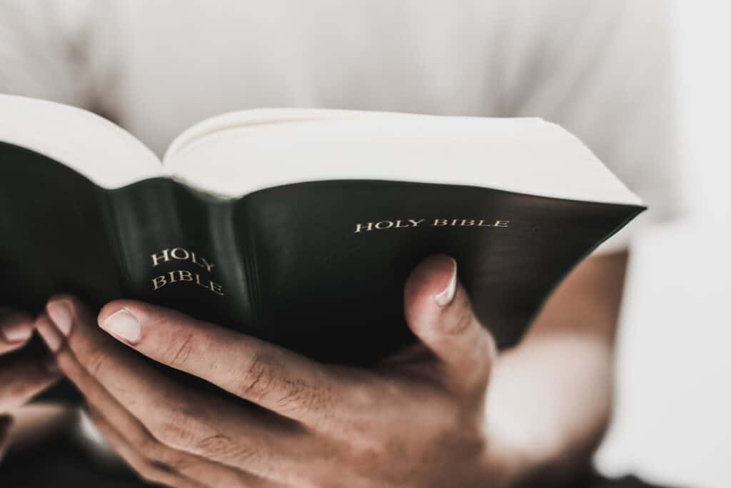 man studies Bible during Christian rehab in Nashville