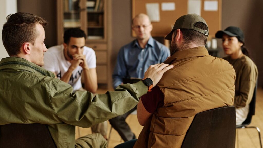 Group therapy session at rehab near McMinnville, TN.