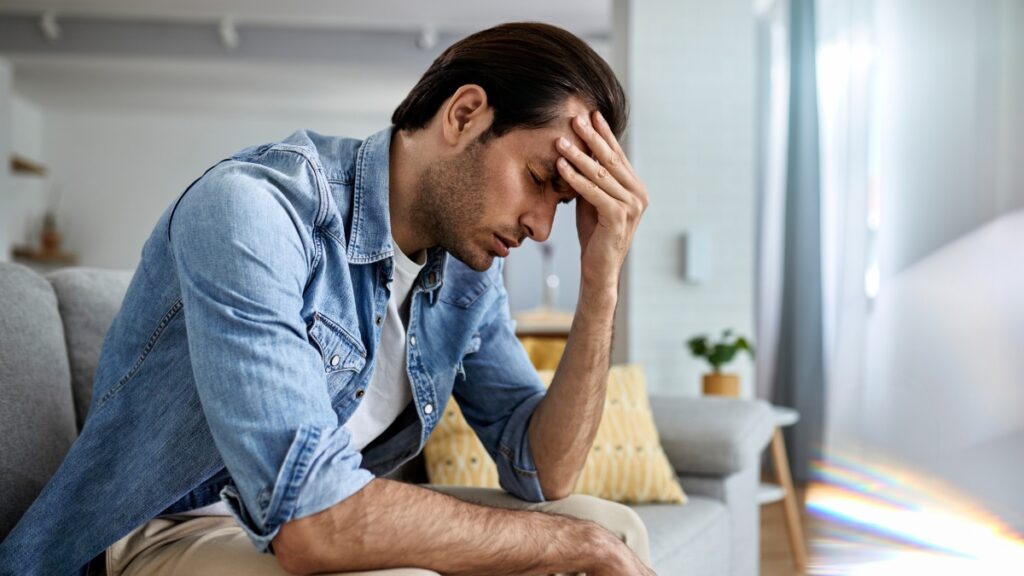 A man struggles against his battle with both depression and addiction