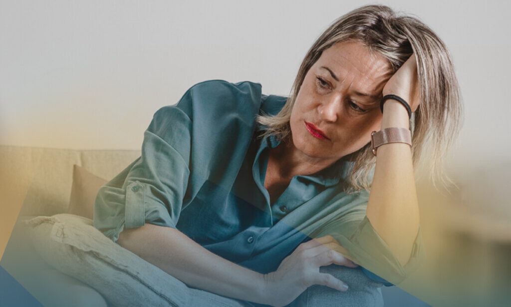 Woman holding her head